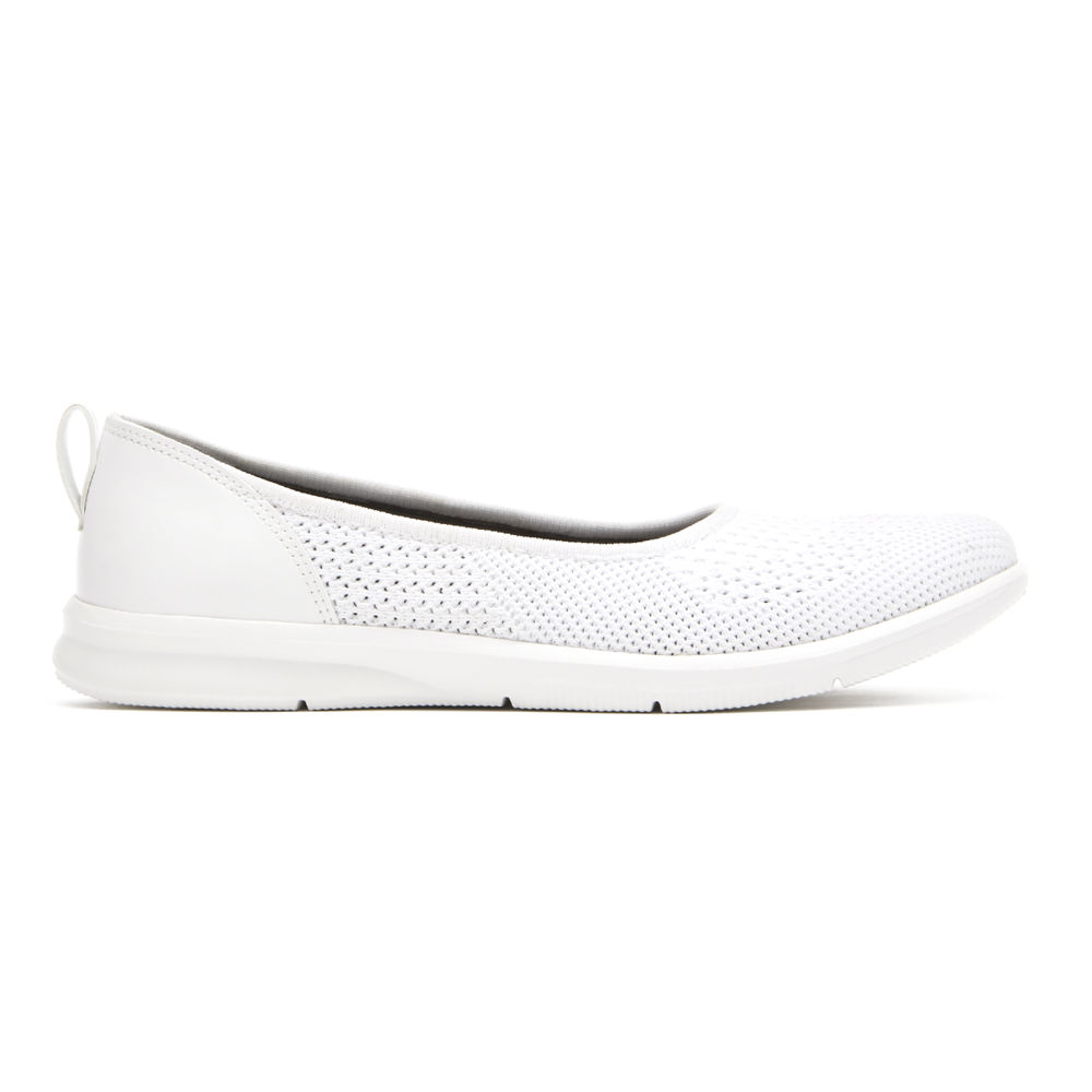 Slip-Ons Rockport Mujer Mexico - Ayva Washable Knit Ballet Blancos - BLKMP1859